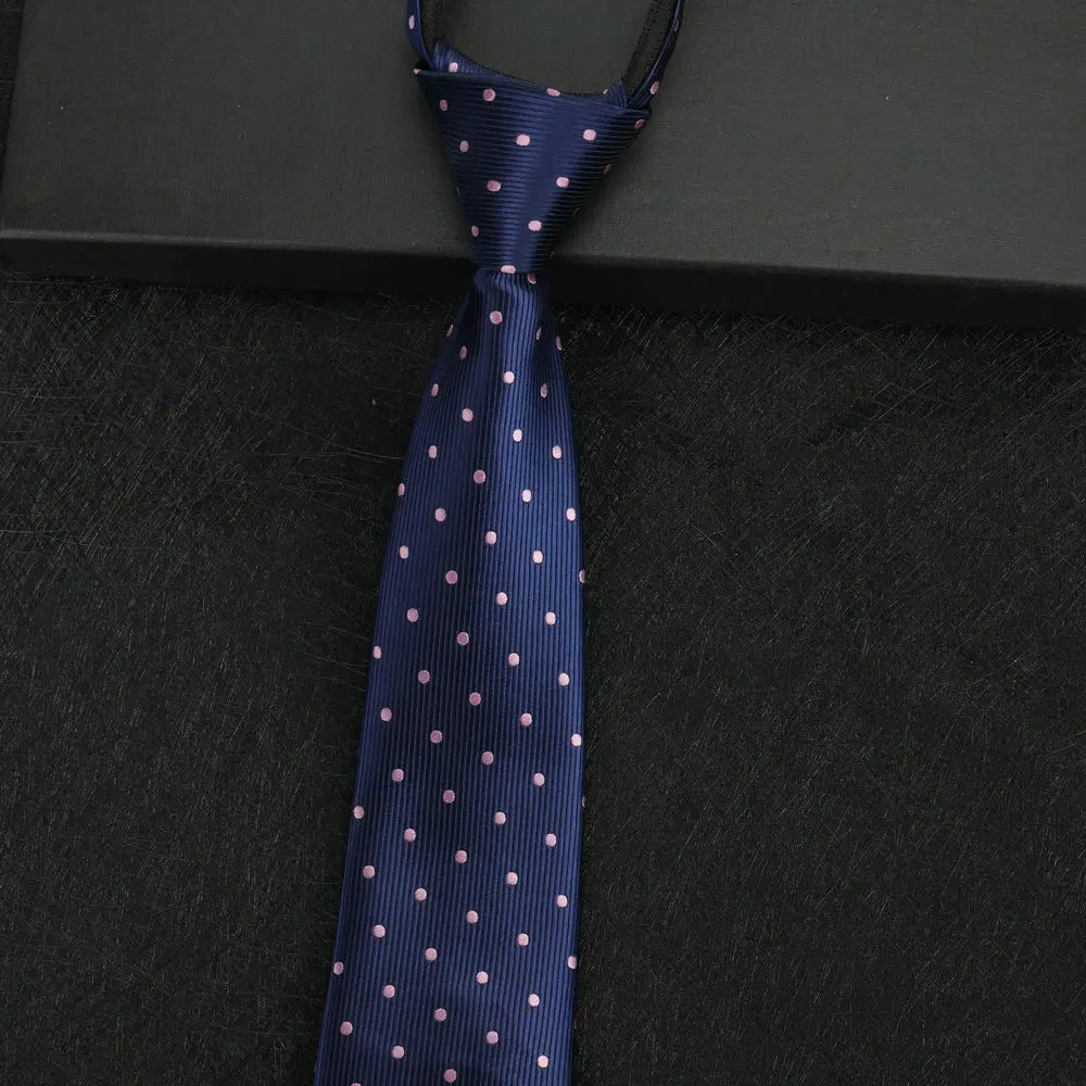 NEW Paisley Zipper Ties for Men 8CM Neck Tie Solid Striped Polka Dots Silk Neckties Men's Wedding Zipper Tie Blue Lazy Ties
