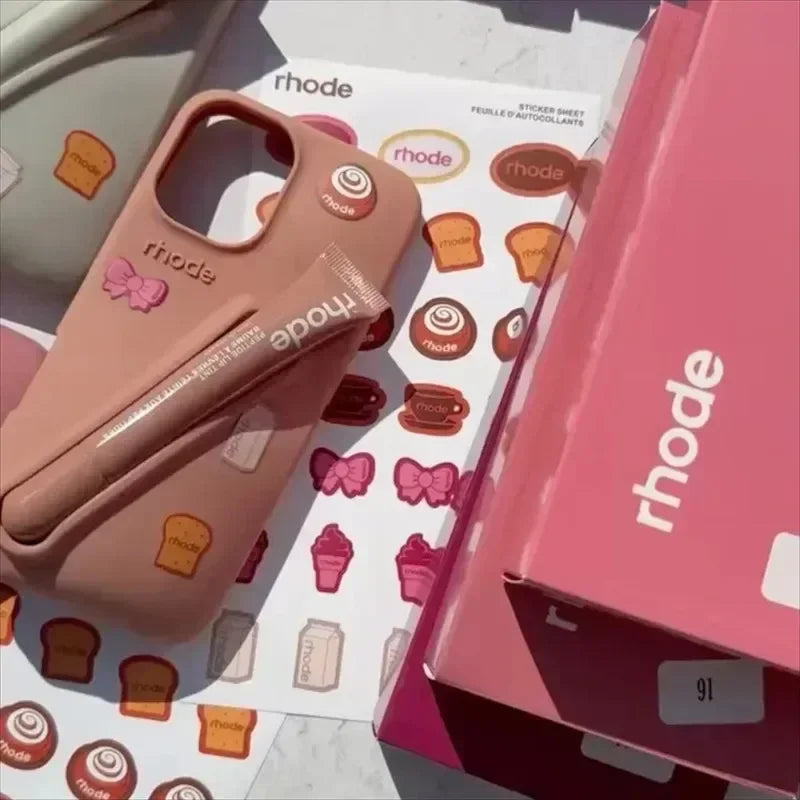 Rhode coque en silicone avec support lipstick pour iPhone 16 16E 15 14 13 12 11 pro max plus - Style accessories 