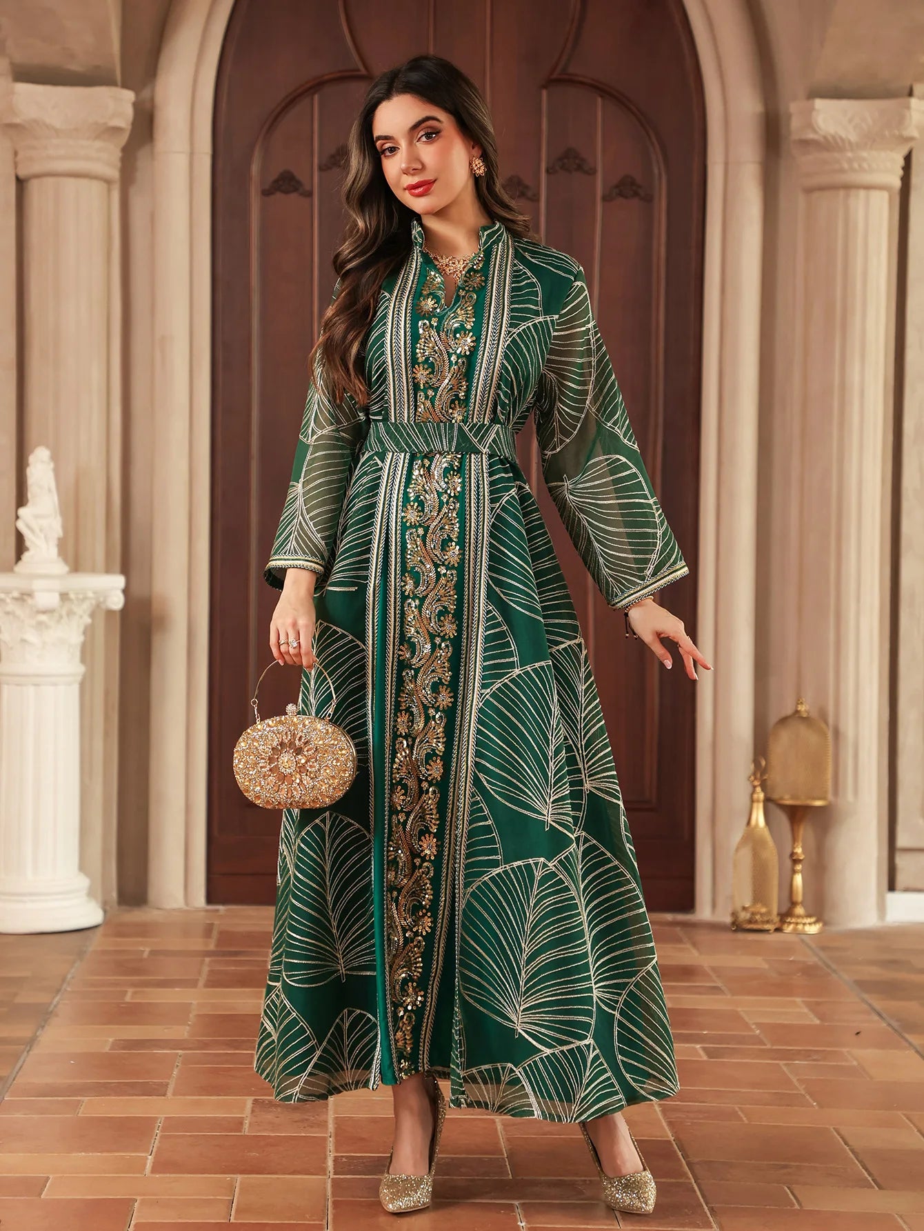 Eid Muslim Party Dress for Women Abaya with Inner Dress 2 Piece Set Jalabiya Ramadan Abayas Robe Caftan Vestidos Largos 2024