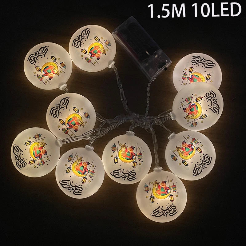 EID Mubarak Moon Star LED String Lights Battery Operated Ramadan Kareem Decoration for Home Islam Muslim Festival Party Supplies