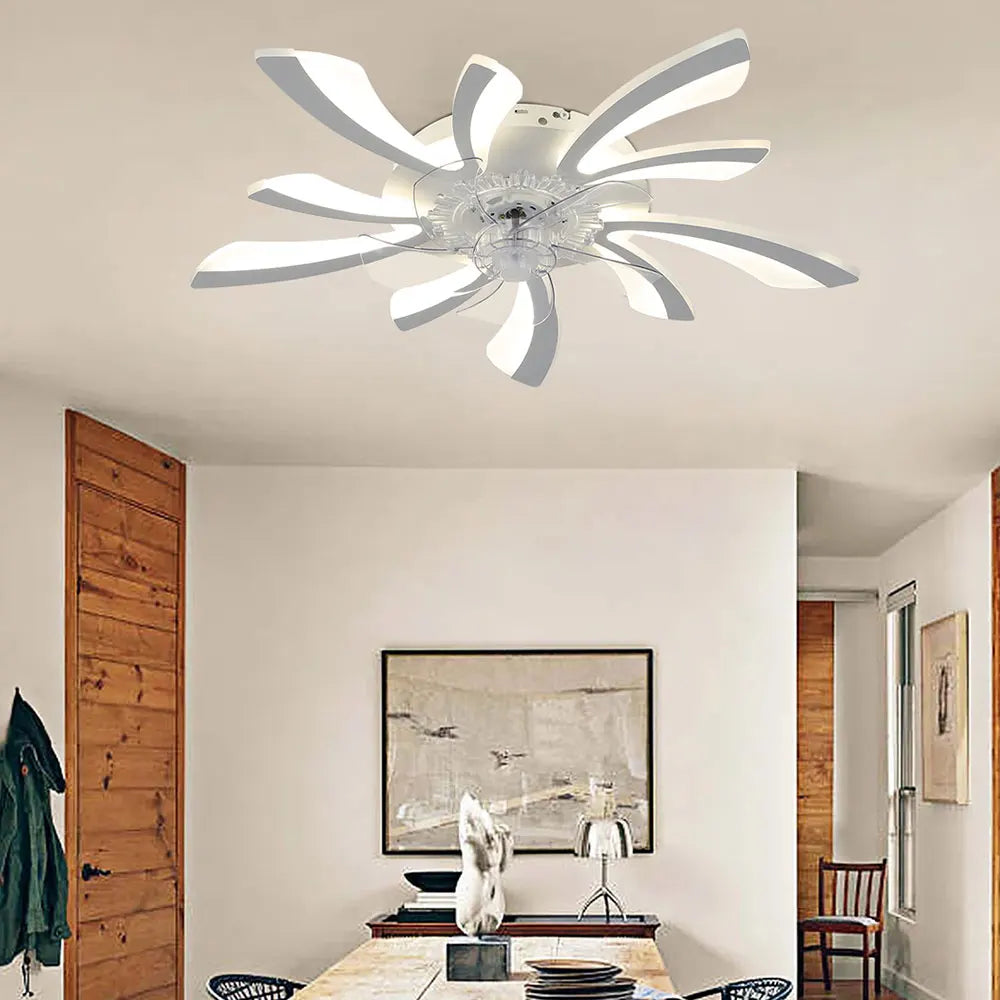 KOMORE 78cm Creative Ceiling Fan with LED Lights with Remote 3 Color temperature 6 Speeds for Office, Living Room, Bedroom