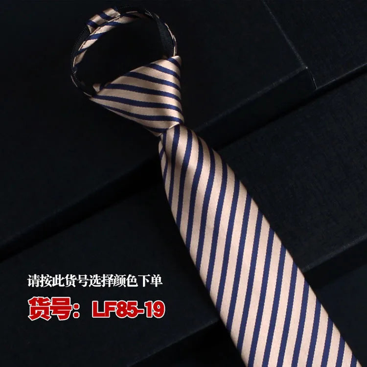 NEW Paisley Zipper Ties for Men 8CM Neck Tie Solid Striped Polka Dots Silk Neckties Men's Wedding Zipper Tie Blue Lazy Ties