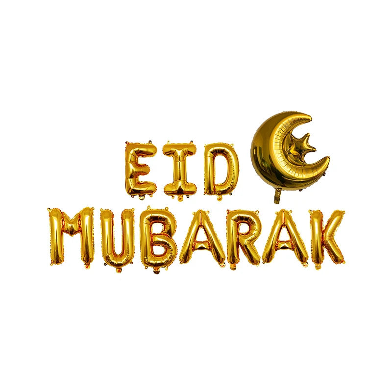 Eid Mubarak Balloons 2024 Ramadan Decorations for Home Moon Star Foil Balloon Muslim Aid Moubarak Kareem Festival Party Supplies