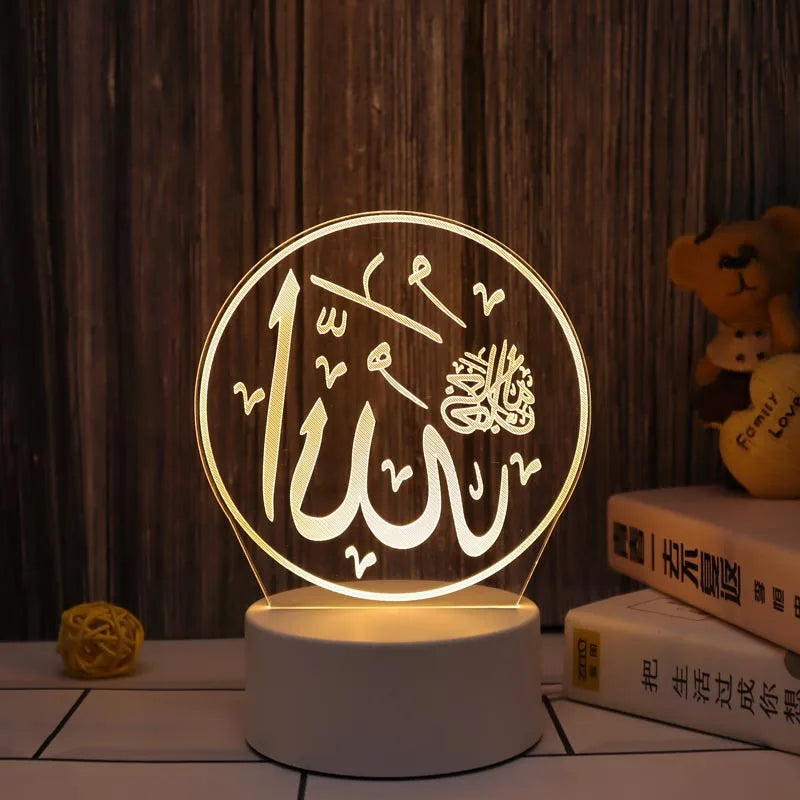 Eid Mubarak USB Operated 3D LED Night Light 2026 Eid Party Holiday Decoration Table Ornament Muslim Ramadan Decoration for Home