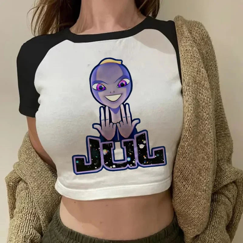 Maillot Jul Cropped Tee Shirt Girl Harajuku Gothic Sexy T-shirt Women Funny Summer Tshirt Graphic Y2k Crop Tops Clothing Female