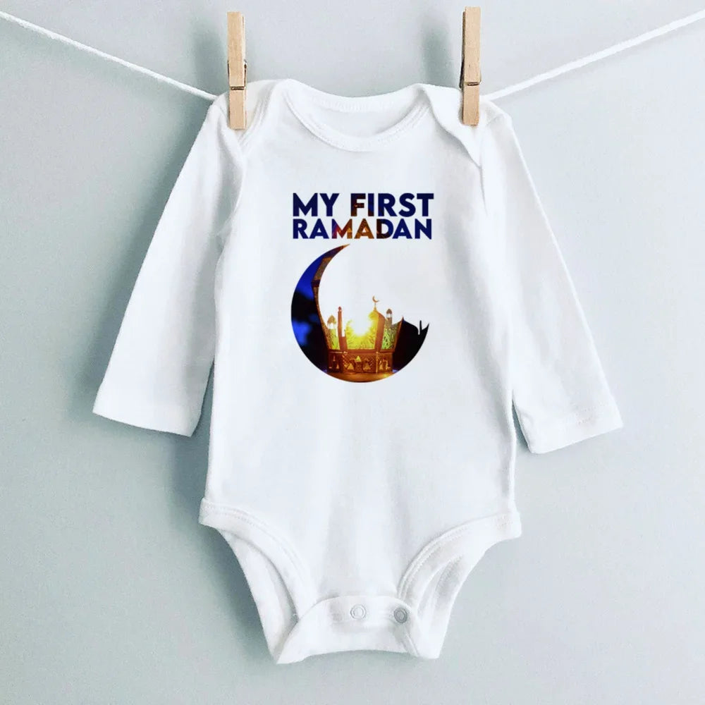 My First Ramadan Print Baby Romper Newbron Bodysuit Muslim Boys Girls Clothes Infant Baby First Ramadan Gift Toddler Jumpsuit