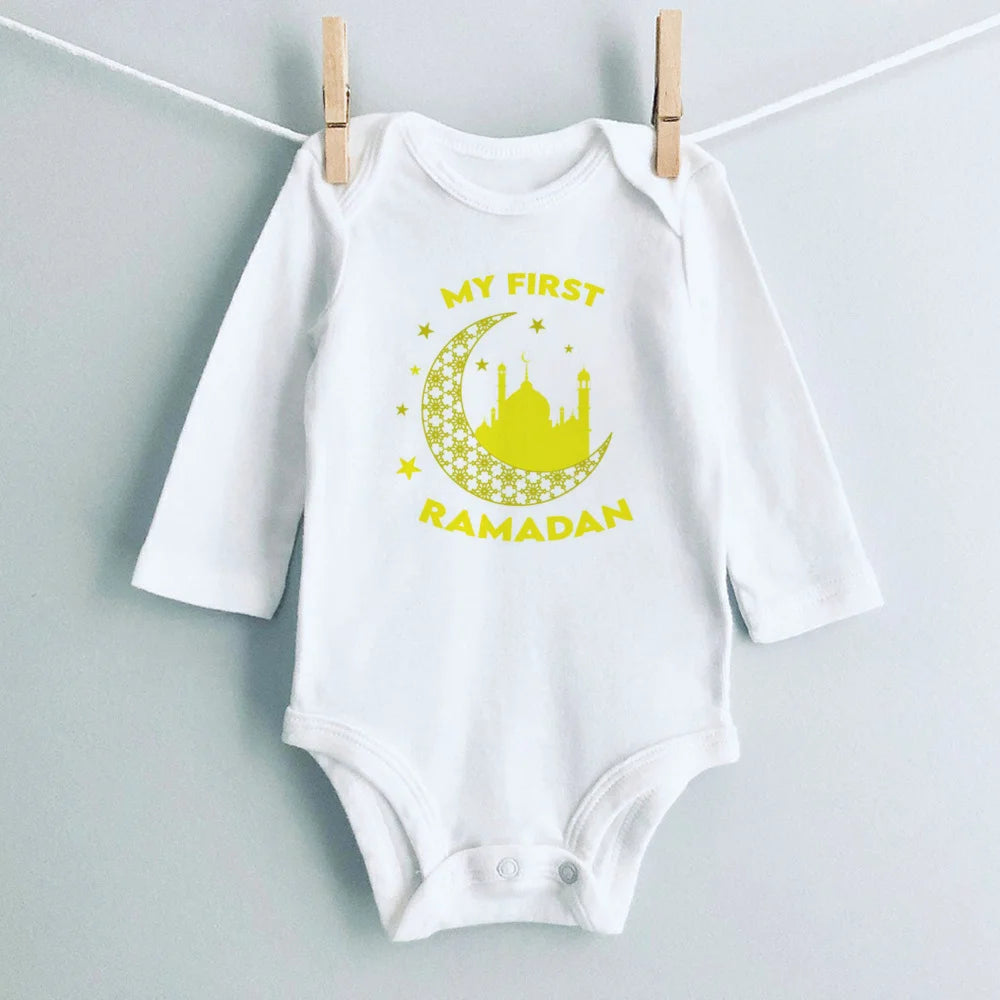 My First Ramadan Print Baby Romper Newbron Bodysuit Muslim Boys Girls Clothes Infant Baby First Ramadan Gift Toddler Jumpsuit