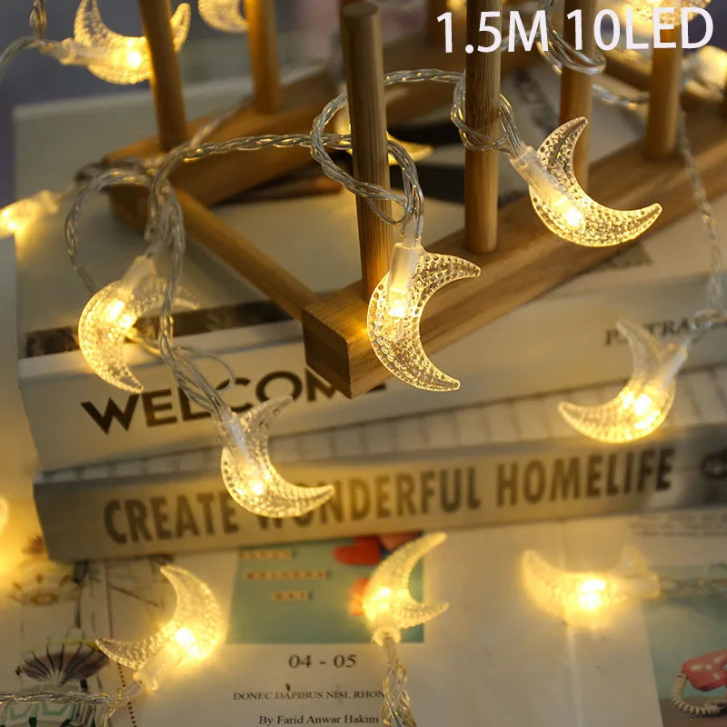 EID Mubarak Moon Star LED String Lights Battery Operated Ramadan Kareem Decoration for Home Islam Muslim Festival Party Supplies