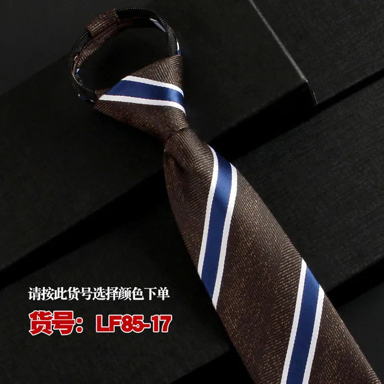 NEW Paisley Zipper Ties for Men 8CM Neck Tie Solid Striped Polka Dots Silk Neckties Men's Wedding Zipper Tie Blue Lazy Ties