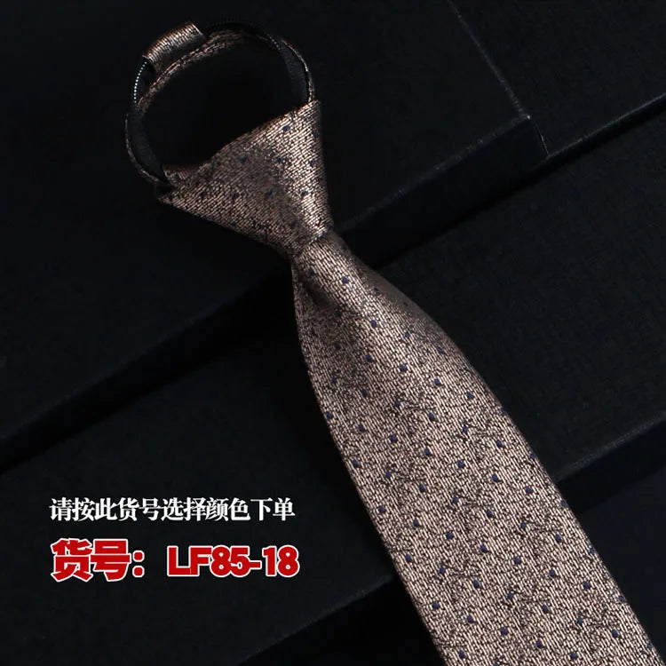 NEW Paisley Zipper Ties for Men 8CM Neck Tie Solid Striped Polka Dots Silk Neckties Men's Wedding Zipper Tie Blue Lazy Ties