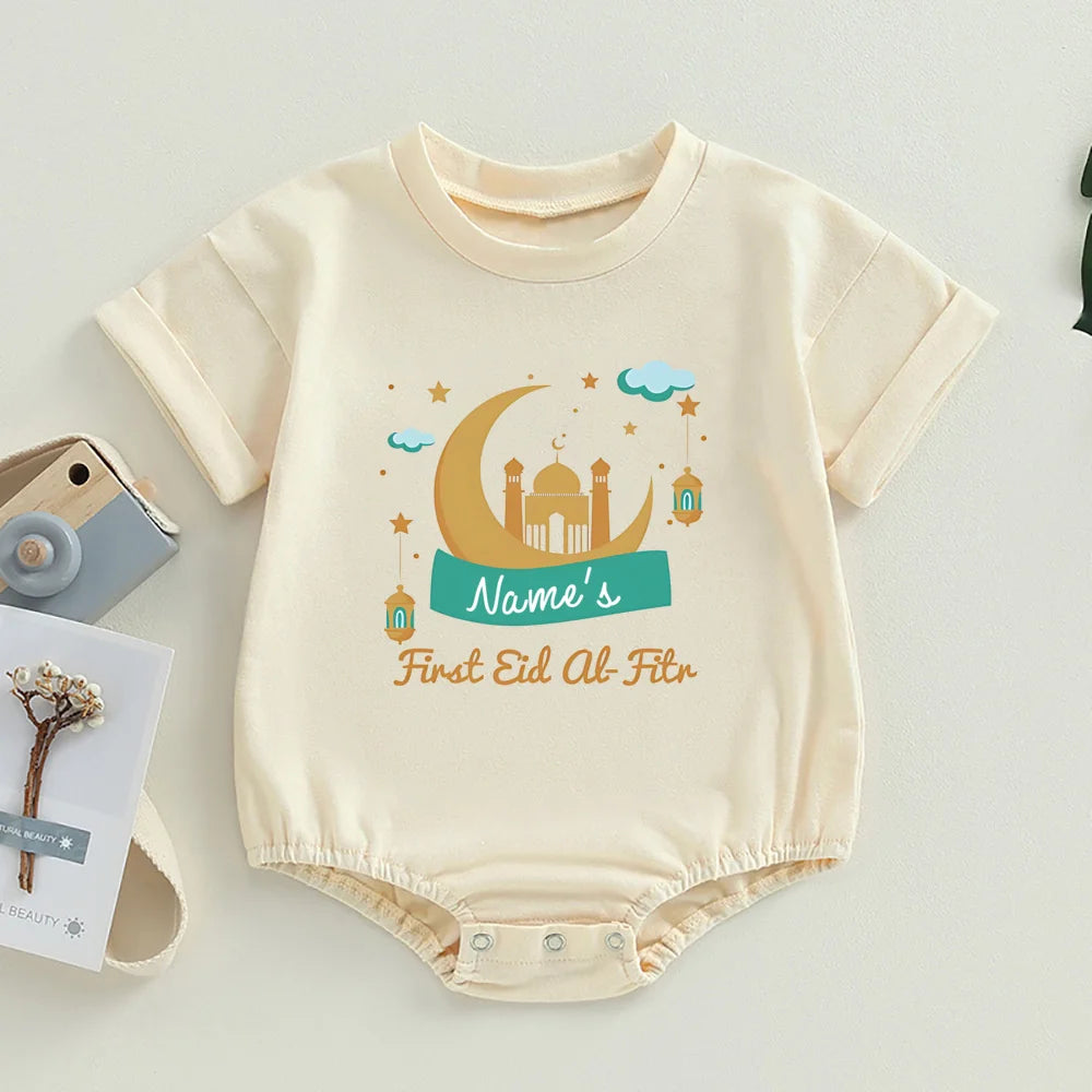 Personalized Baby First Ramadan Bubbles Bodysuit Custom Name Newborn Eid Ramadan Romper Islamic Muslim Holiday Infant Clothes