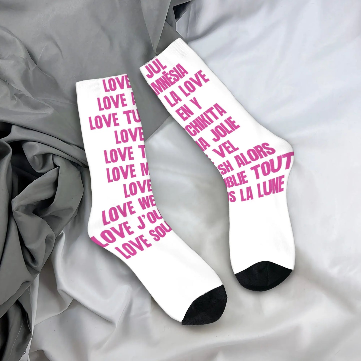 France Rapper Love Jul Print Socks  Gothic Stockings Autumn Anti Skid Women Men Socks Soft Graphic Outdoor Sports Socks