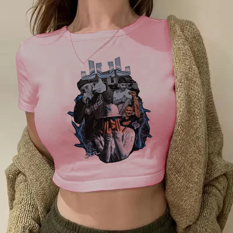 Maillot Jul Cropped Tee Shirt Girl Harajuku Gothic Sexy T-shirt Women Funny Summer Tshirt Graphic Y2k Crop Tops Clothing Female