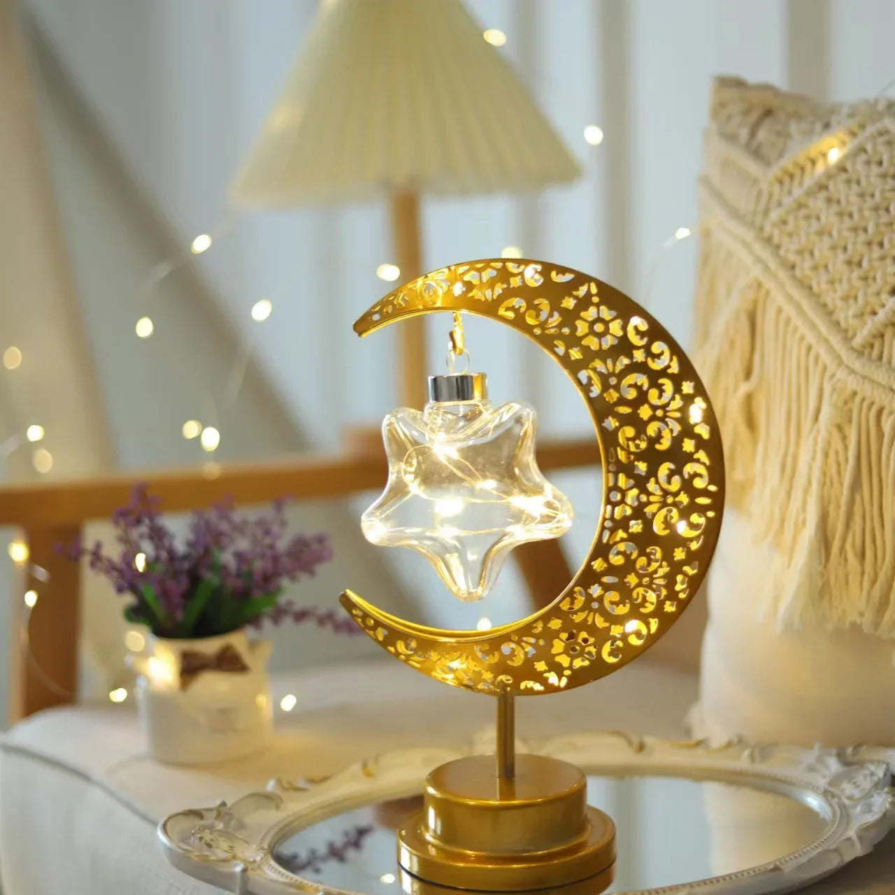 2026 Ramadan Decoration LED Star Moon Candle Lamp Eid Mubarak Night Light for Islamic Muslim Party Ornaments Eid Al-Fitr Gifts