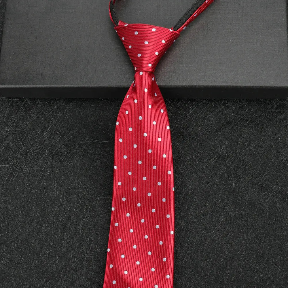 NEW Paisley Zipper Ties for Men 8CM Neck Tie Solid Striped Polka Dots Silk Neckties Men's Wedding Zipper Tie Blue Lazy Ties