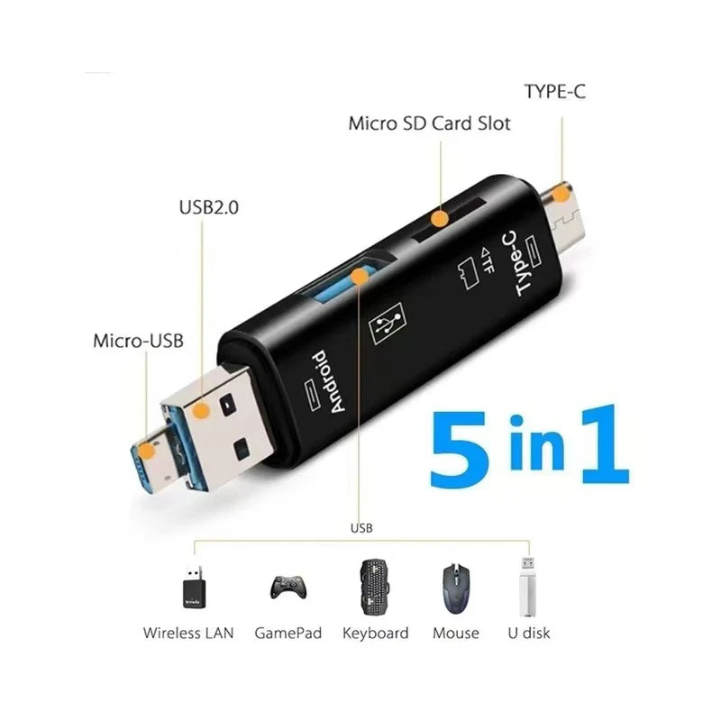 5 In 1 multifonctions usb adaptateur de téléphone type c ou iPhone ordi également pour stocker tout vos fichiers - Style accessories 