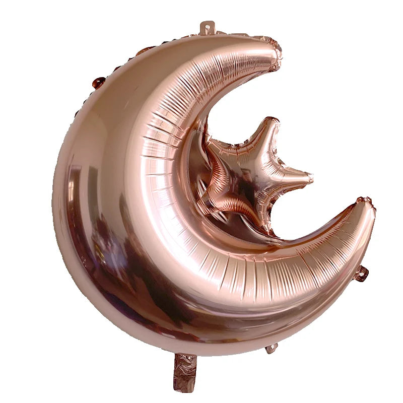 Eid Mubarak Balloons 2024 Ramadan Decorations for Home Moon Star Foil Balloon Muslim Aid Moubarak Kareem Festival Party Supplies