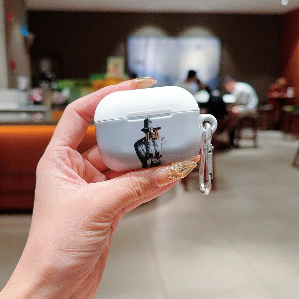 Hot Rapper Shockproof Protective Glossy HD Hard PC Earphone Cover Case For AirPods 1 2 3 4 Pro Pro2 J-JuL-L-with Metal Hook