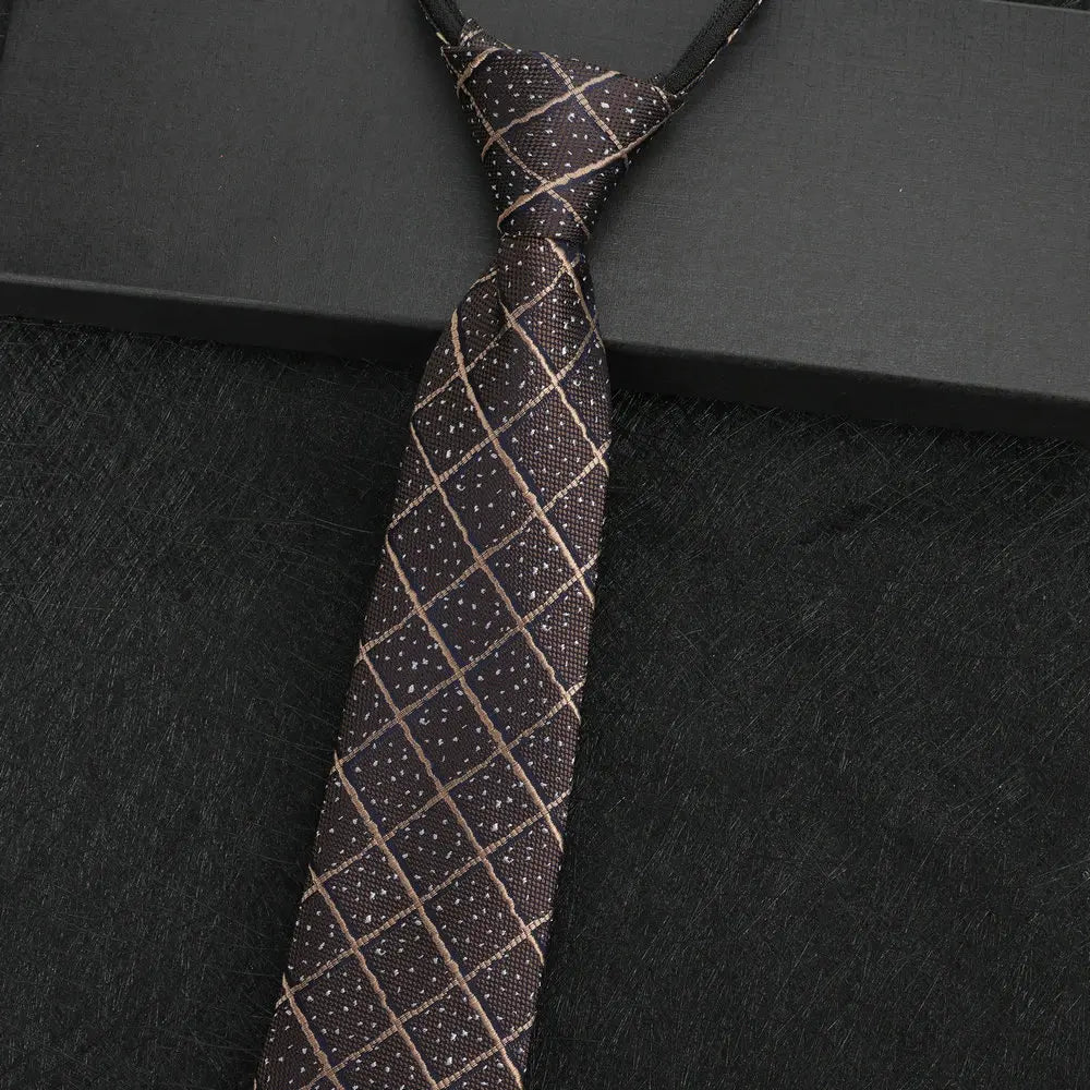 NEW Paisley Zipper Ties for Men 8CM Neck Tie Solid Striped Polka Dots Silk Neckties Men's Wedding Zipper Tie Blue Lazy Ties