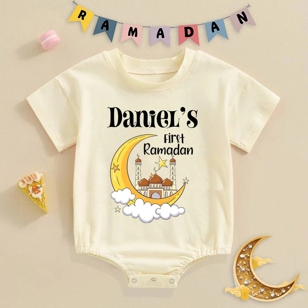 Personalized Baby First Ramadan Bubbles Bodysuit Custom Name Newborn Eid Ramadan Romper Islamic Muslim Holiday Infant Clothes