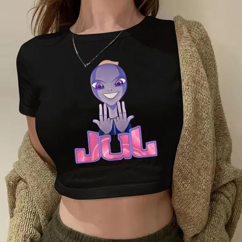 Maillot Jul Cropped Tee Shirt Girl Harajuku Gothic Sexy T-shirt Women Funny Summer Tshirt Graphic Y2k Crop Tops Clothing Female