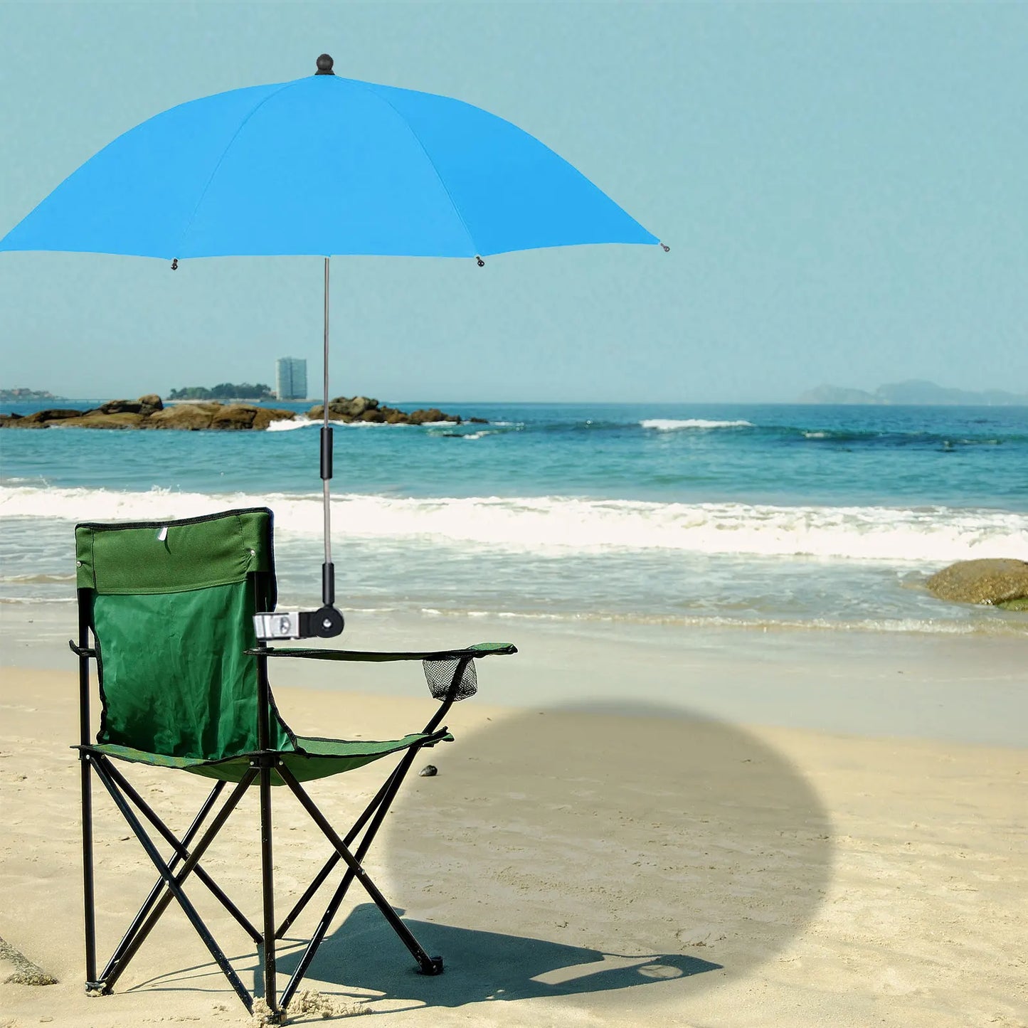 ZK20 Parapluie de chaise de plage Protection UV Parasol de poussette pour bébé 360 ° Pare-soleil de chaise réglable avec pince