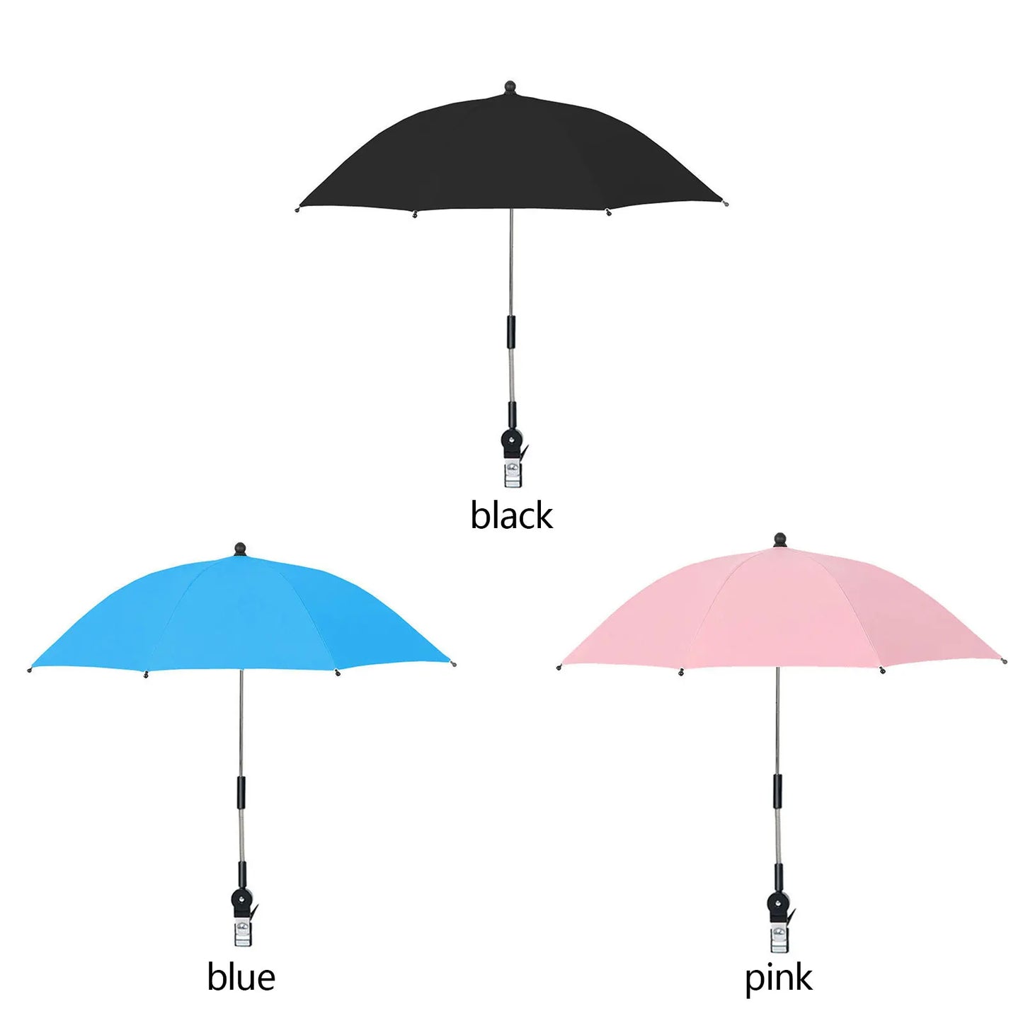 ZK20 Parapluie de chaise de plage Protection UV Parasol de poussette pour bébé 360 ° Pare-soleil de chaise réglable avec pince