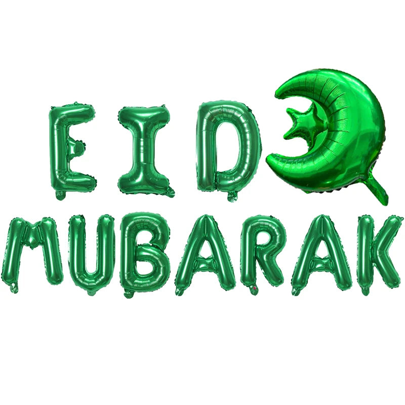 Eid Mubarak Balloons 2024 Ramadan Decorations for Home Moon Star Foil Balloon Muslim Aid Moubarak Kareem Festival Party Supplies