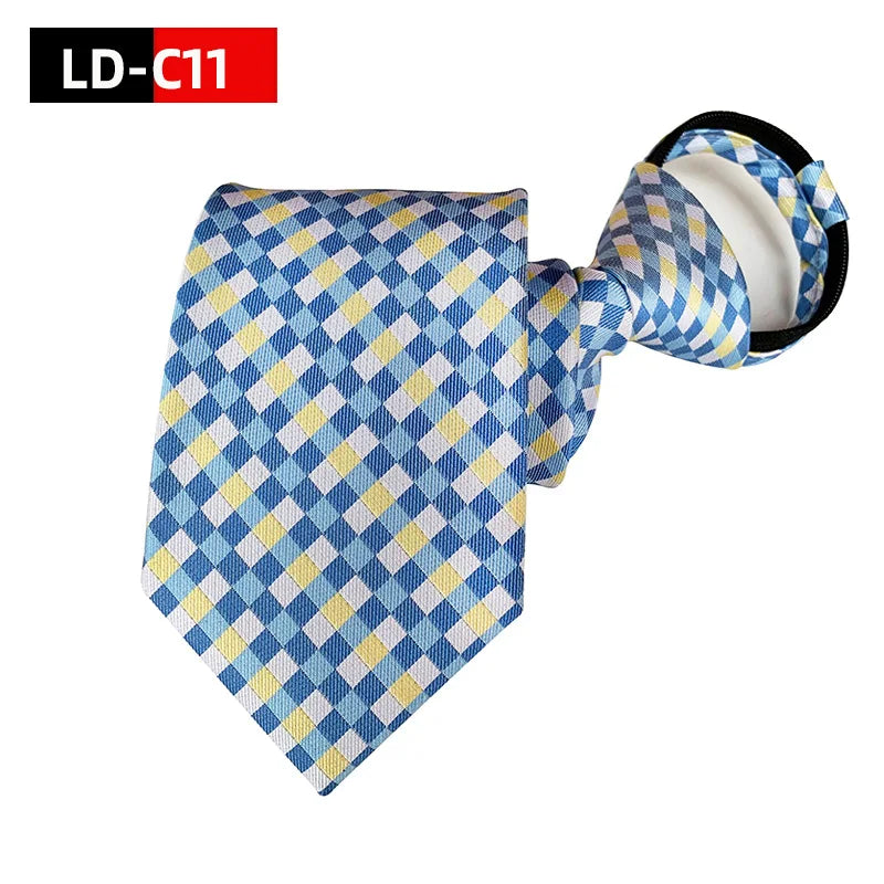 Men Zipper Tie Lazy Ties Fashion 8cm Business Necktie For Man Skinny Slim Narrow Bridegroom Party Dress Wedding Necktie Present