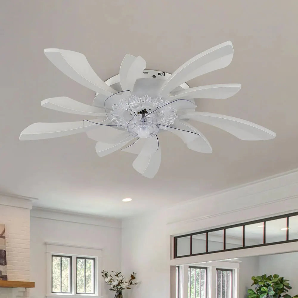 KOMORE 78cm Creative Ceiling Fan with LED Lights with Remote 3 Color temperature 6 Speeds for Office, Living Room, Bedroom