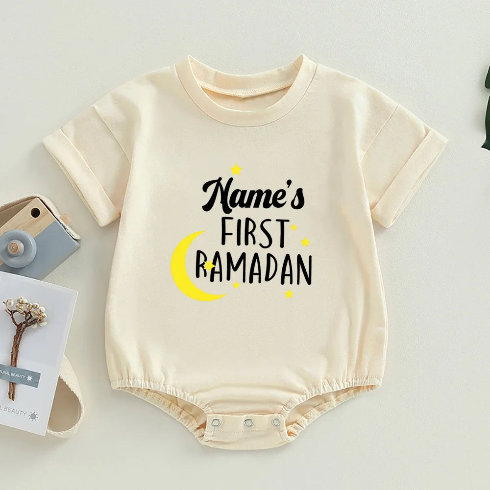 Personalized Baby First Ramadan Bubbles Bodysuit Custom Name Newborn Eid Ramadan Romper Islamic Muslim Holiday Infant Clothes