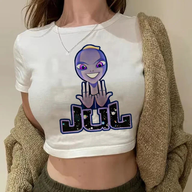 Maillot Jul Cropped Tee Shirt Girl Harajuku Gothic Sexy T-shirt Women Funny Summer Tshirt Graphic Y2k Crop Tops Clothing Female