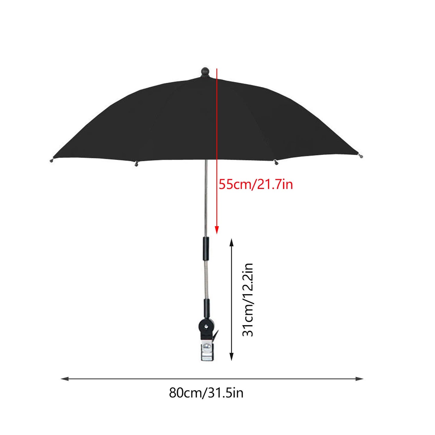 ZK20 Parapluie de chaise de plage Protection UV Parasol de poussette pour bébé 360 ° Pare-soleil de chaise réglable avec pince