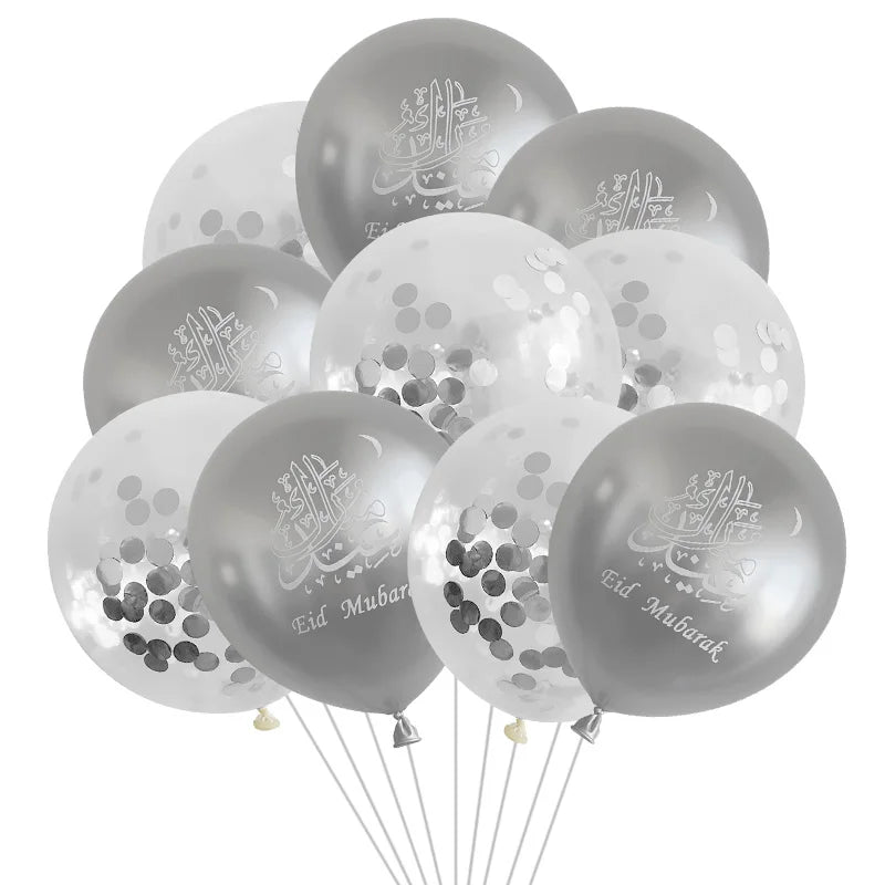 Eid Mubarak Balloons 2024 Ramadan Decorations for Home Moon Star Foil Balloon Muslim Aid Moubarak Kareem Festival Party Supplies