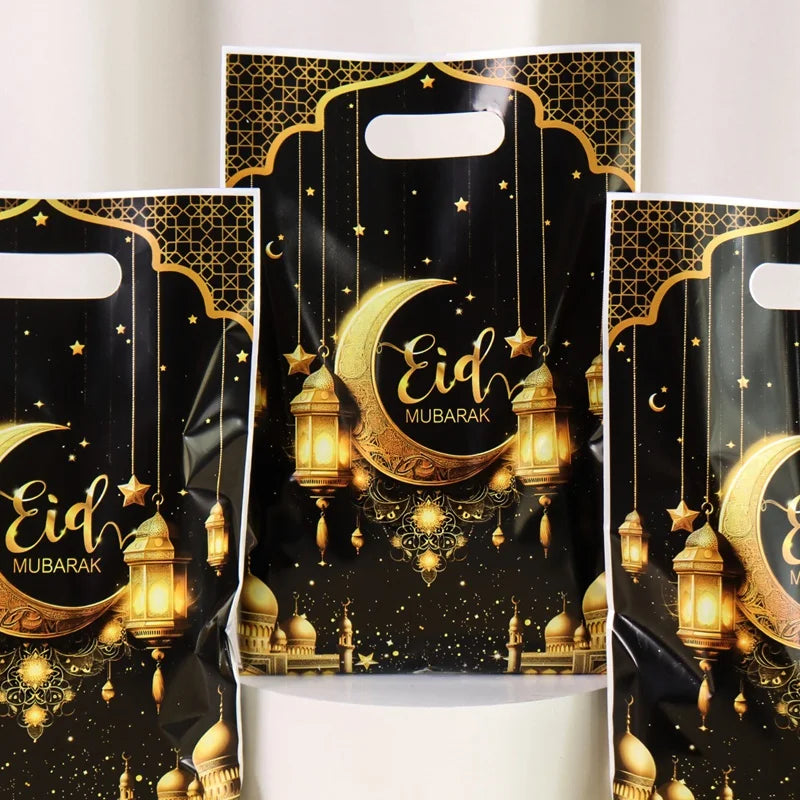 10/20/50pcs Eid Mubarak Decoration Gift Bags Ramadan Kareem Candy Bags Cookie Packaging Islamic Muslim Eid Al Fitr Party Bags