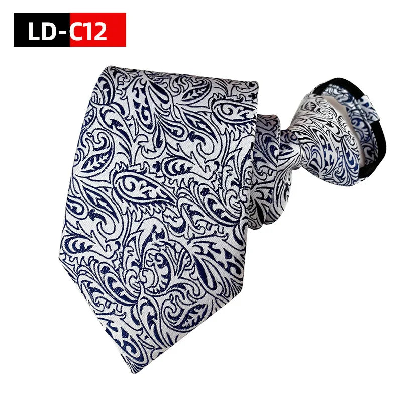 Men Zipper Tie Lazy Ties Fashion 8cm Business Necktie For Man Skinny Slim Narrow Bridegroom Party Dress Wedding Necktie Present