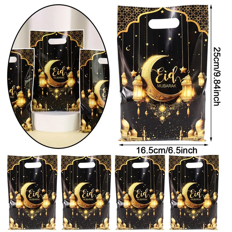 10/20/50pcs Eid Mubarak Decoration Gift Bags Ramadan Kareem Candy Bags Cookie Packaging Islamic Muslim Eid Al Fitr Party Bags