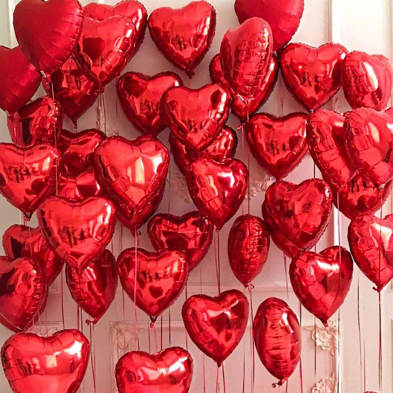 Love shaped foil balloon 18 inches red pink blue heart-shaped balloon Wedding Valentine's Day Anniversary Girls' Party Supplies