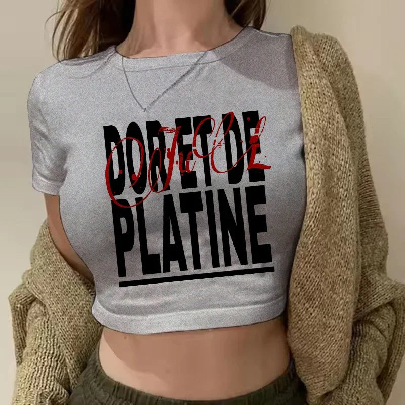 Maillot Jul Cropped Tee Shirt Girl Harajuku Gothic Sexy T-shirt Women Funny Summer Tshirt Graphic Y2k Crop Tops Clothing Female