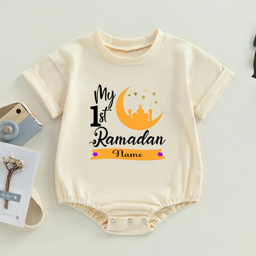 Personalized Baby First Ramadan Bubbles Bodysuit Custom Name Newborn Eid Ramadan Romper Islamic Muslim Holiday Infant Clothes
