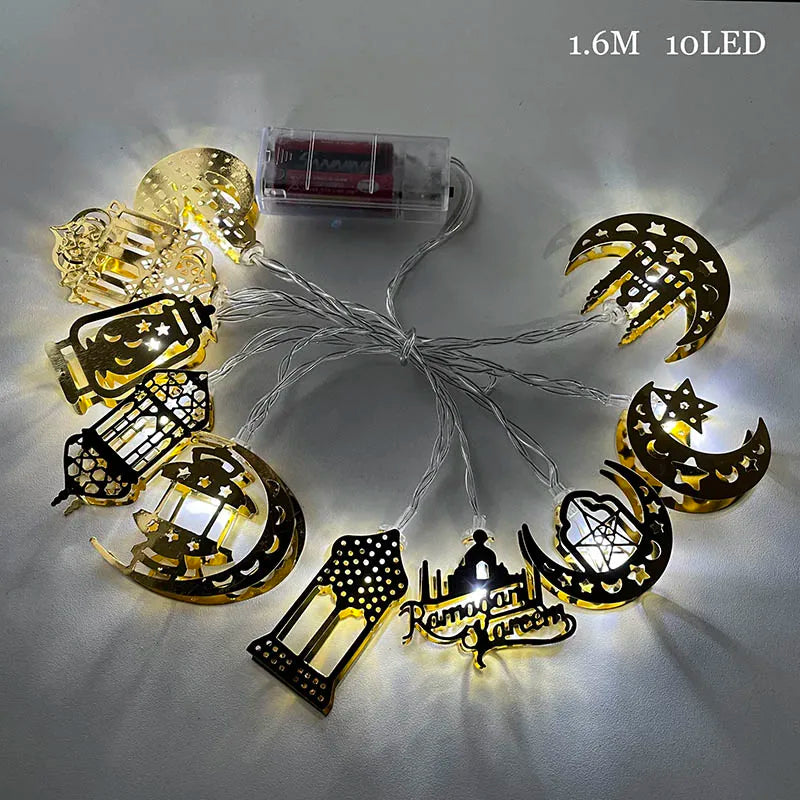 EID Mubarak Moon Star LED String Lights Battery Operated Ramadan Kareem Decoration for Home Islam Muslim Festival Party Supplies