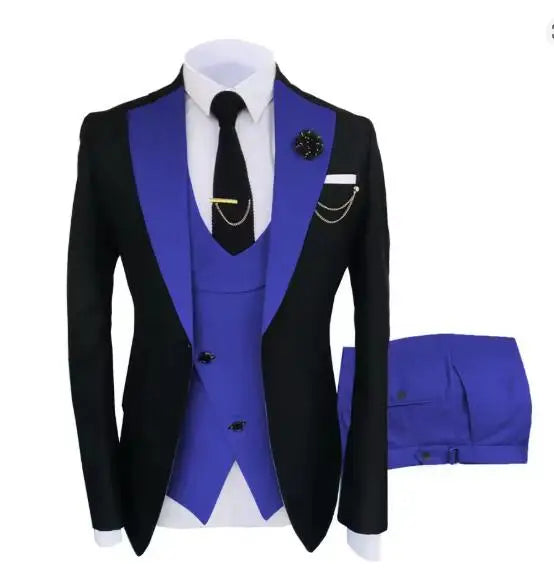 New Costume Homme Popular Clothing Luxury Party Stage Men's Suit Groomsmen Regular Fit Tuxedo 3 Peice Set Jacket+Trousers+Vest