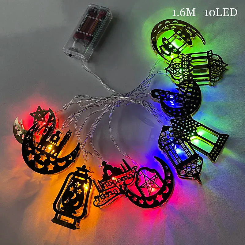 EID Mubarak Moon Star LED String Lights Battery Operated Ramadan Kareem Decoration for Home Islam Muslim Festival Party Supplies