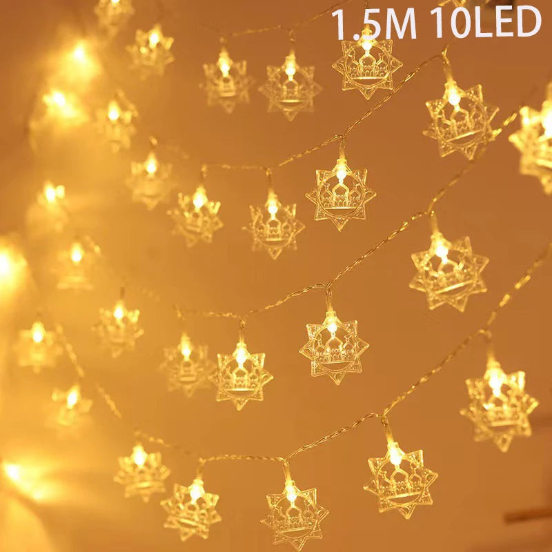 EID Mubarak Moon Star LED String Lights Battery Operated Ramadan Kareem Decoration for Home Islam Muslim Festival Party Supplies