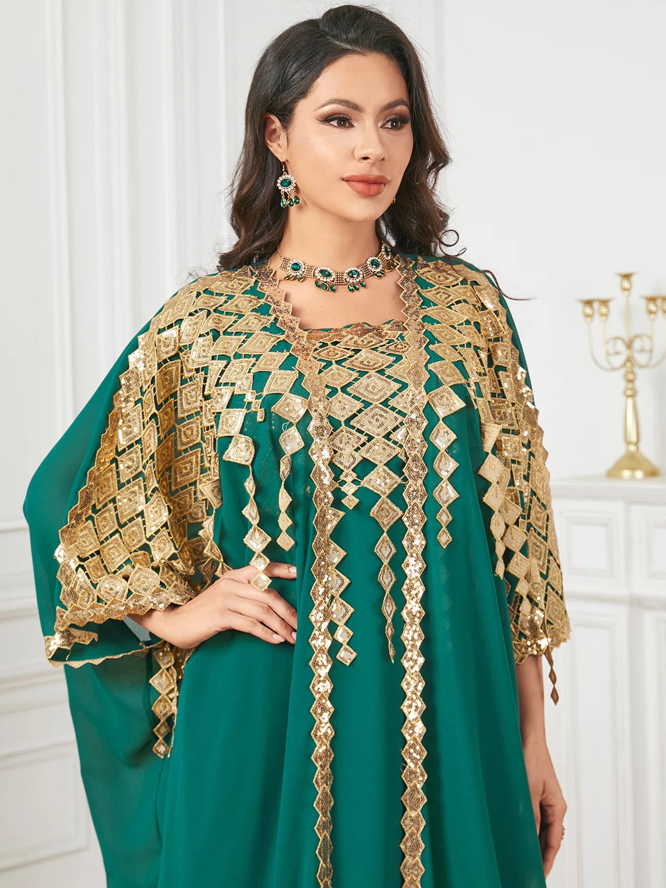Eid Muslim Party Dress for Women Abaya with Inner Dress 2 Piece Set Jalabiya Ramadan Abayas Robe Caftan Vestidos Largos 2024