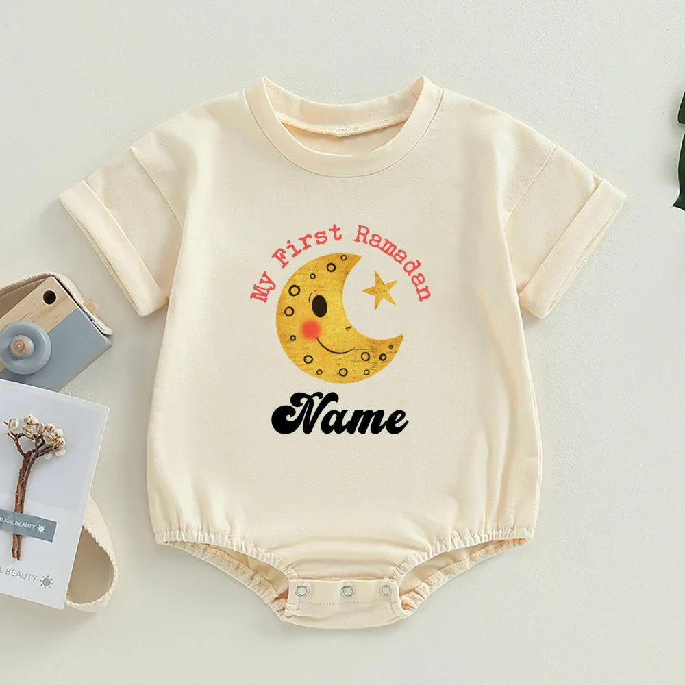 Personalized Baby First Ramadan Bubbles Bodysuit Custom Name Newborn Eid Ramadan Romper Islamic Muslim Holiday Infant Clothes