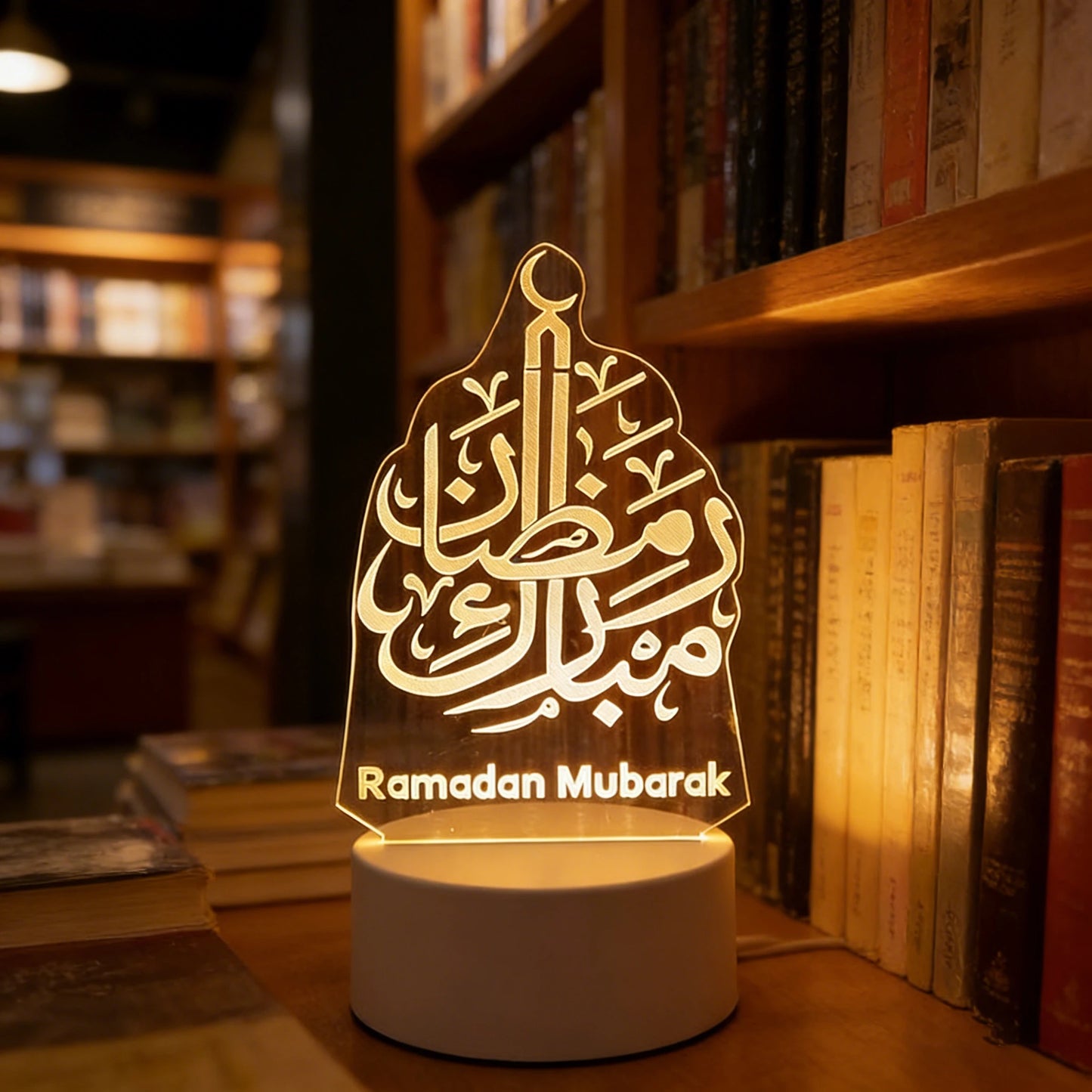Eid Mubarak USB Operated 3D LED Night Light 2026 Eid Party Holiday Decoration Table Ornament Muslim Ramadan Decoration for Home