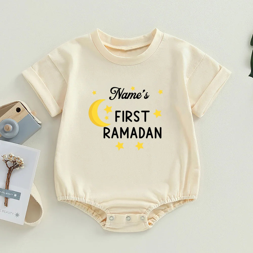 Personalized Baby First Ramadan Bubbles Bodysuit Custom Name Newborn Eid Ramadan Romper Islamic Muslim Holiday Infant Clothes
