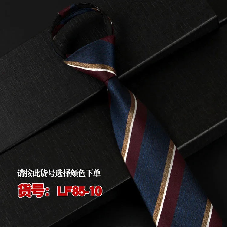 NEW Paisley Zipper Ties for Men 8CM Neck Tie Solid Striped Polka Dots Silk Neckties Men's Wedding Zipper Tie Blue Lazy Ties