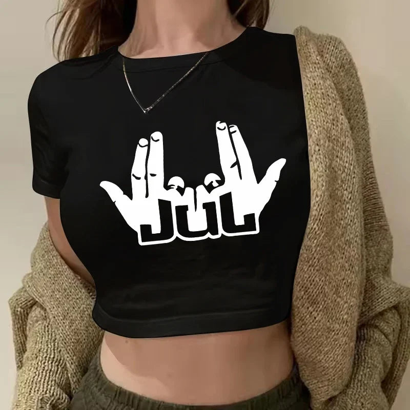 Maillot Jul Cropped Tee Shirt Girl Harajuku Gothic Sexy T-shirt Women Funny Summer Tshirt Graphic Y2k Crop Tops Clothing Female